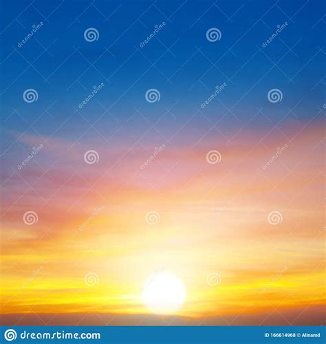 Cloudy Sky And Bright Sunrise Over The Horizon Stock Photo Image Of