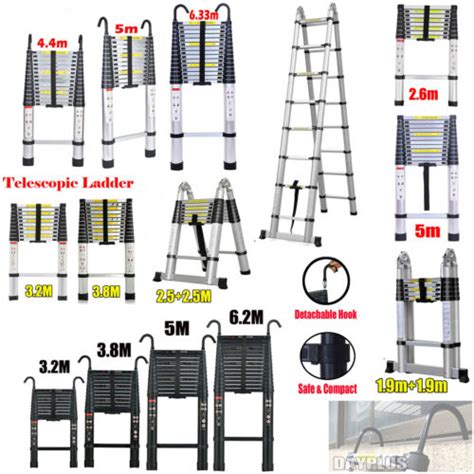 Aluminum Hook Tall Telescoping Ladder Extension Collapsible Ladders
