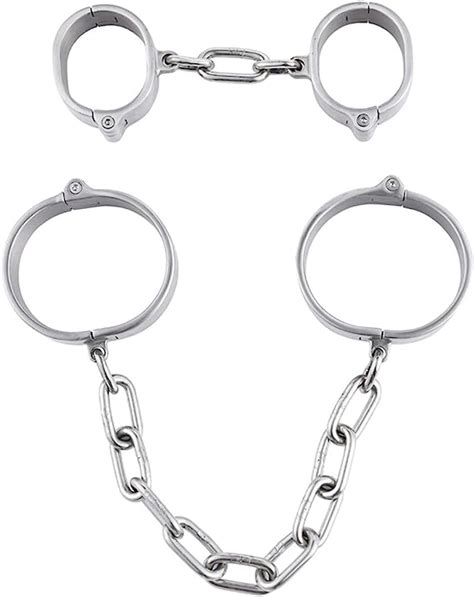 For You And Me Sex Toys New 1 Set Ankle Handcuff With Chain Stainless Steel Metal