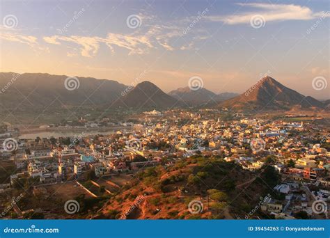 Aerial View Of Pushkar City India Stock Image Image Of Asia