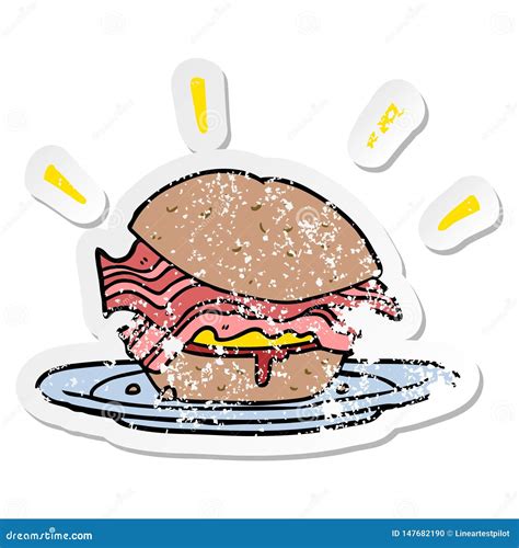 Distressed Sticker Of A Cartoon Bacon Sandwich Stock Vector