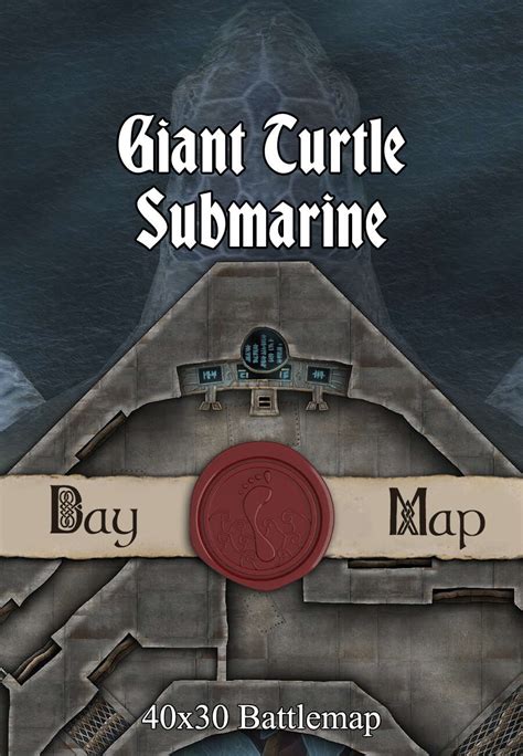 40x30 Battlemap Giant Turtle Submarine Seafoot Games Magical