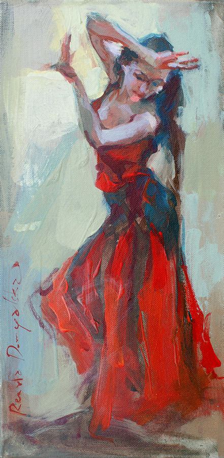 Flamenco Red Dress Girl Painting By Renata Domagalska