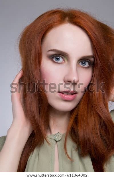 Beauty Girl Portraithealthy Red Hair Beautiful Stock Photo 611364302