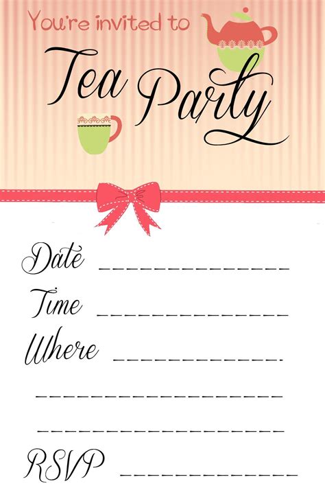 Free Printable High Tea Party Invitations Party Invite Template Tea