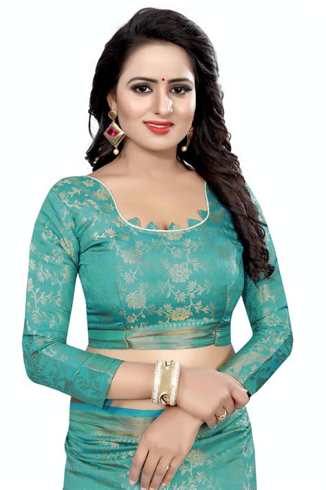 buy satyam weaves women s ethnic wear banarasi cotton silk rama colour saree online ₹1799