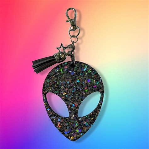 Alien Keychain Resin Keychain Outer Space Themed Etsy