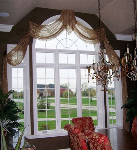 Dont leave your arched windows uncovered here at selectblinds we have the perfect arched window treatments & coverings to fit your window and arched window blinds. sheer arched swags | Custom Window Treatments | Pinterest ...