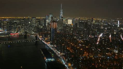 New York City Aerial East River And Lower Manhattan Night Youtube