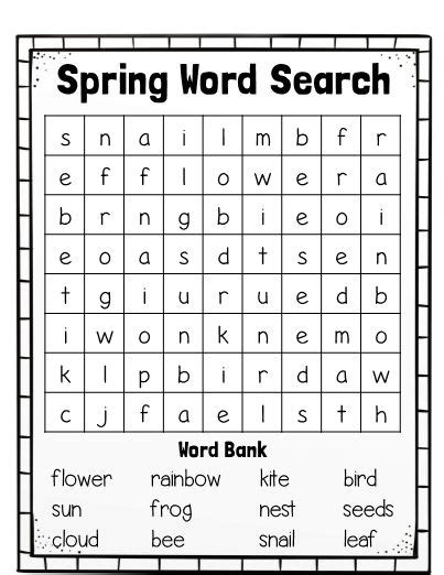 Spring Word Search Best Coloring Pages For Kids Spring Words