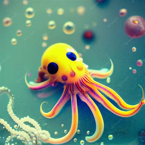 Premium Photo Sand Made Rainbow Color Squid Octopus Jellyfish In