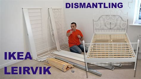 Make the bed with beautiful textiles and pillows and enjoy your dreams with fairy tale endings. IKEA LEIRVIK Bed frame White/luröy Dismantling - YouTube