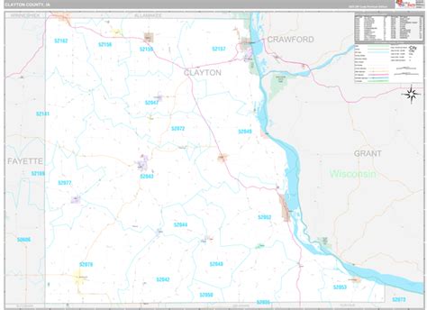 Clayton County Ia Wall Map Premium Style By Marketmaps Mapsales