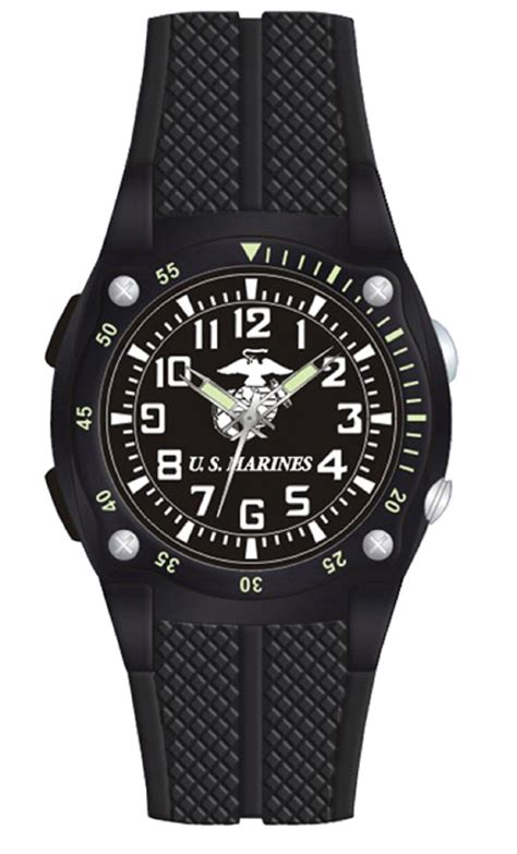aqua force frontier us marine corps pu strap watch w flashlight 100m water resistant aqua