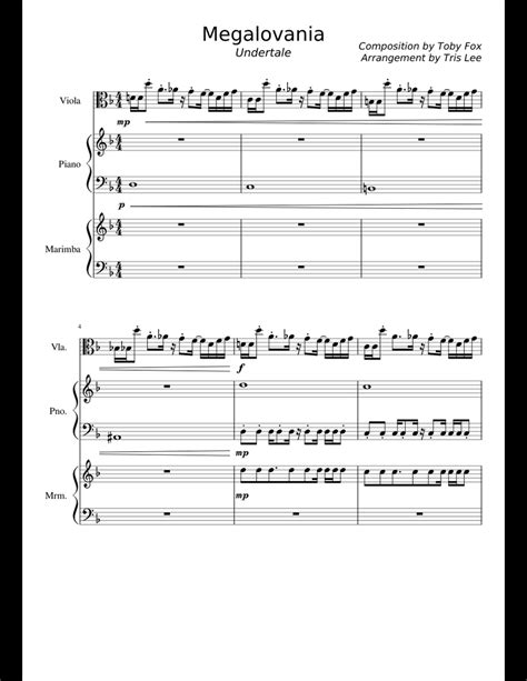 Made by jonathan ishak 08f. Megalovania sheet music for Piano, Viola, Percussion download free in PDF or MIDI