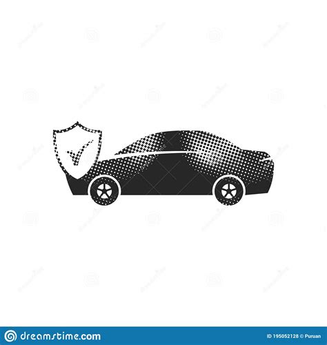 Halftone Icon Car And Shield Stock Vector Illustration Of Auto