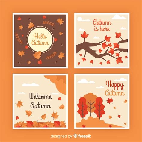 Free Vector Flat Autumn Card Template Collection