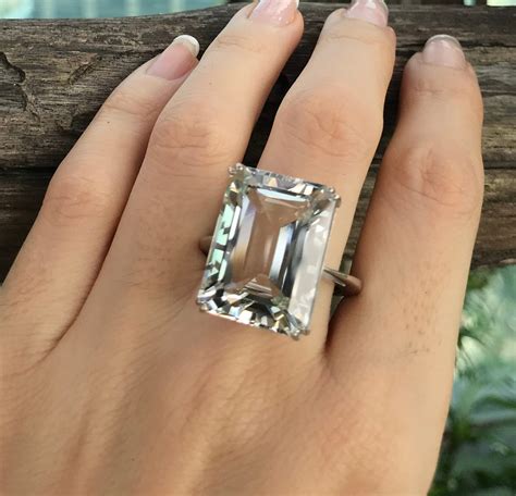 Rectangle Green Amethyst Large Statement Ring- Emerald Cut Bold Green ...