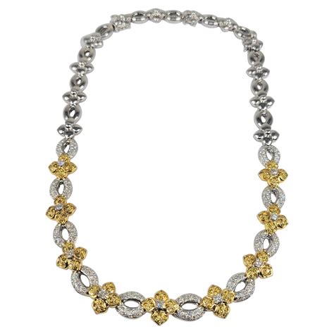 Diamond Gold Flower Necklace At 1stdibs