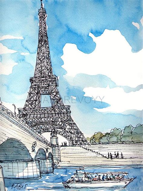 Paris Eiffel Tower France Art Print From An Original Etsy Australia
