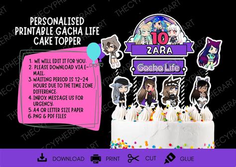 Personalised Printable Gacha Life Cake Topper Gacha Life Etsy