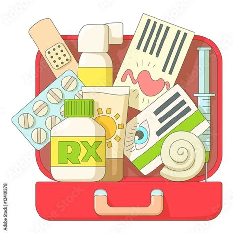 First Aid Kit Icons Set Flat Illustration Of First Aid Kit Vector