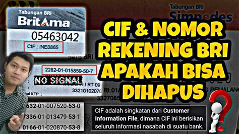 CIF Customer Information File Dan Nomor Rekening BRI Apakah Bisa
