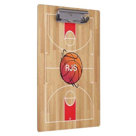 Monogram Basketball On Basketball Court Clipboard Zazzle