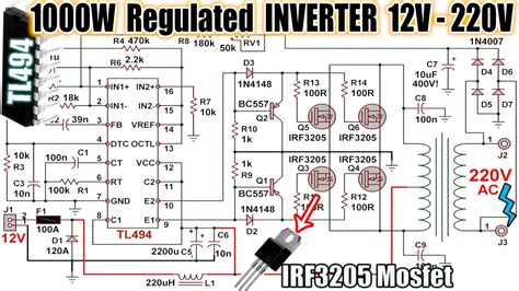 Inverter Circuit Diagram 5000w 250 To 5000 Watts Pwm Dc Ac 220v Power