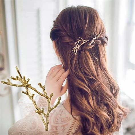 Elegant Metal Tree Branch Hairpins Hair Clips For Women Barrettes Female Headwear Alloy Hair