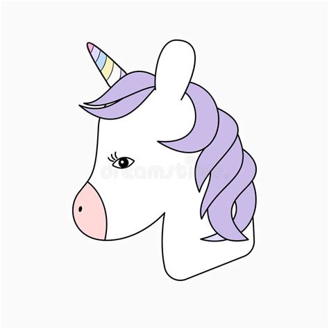 Cute Fantasy Head Horse Unicorn Portrait Design For Children Stock