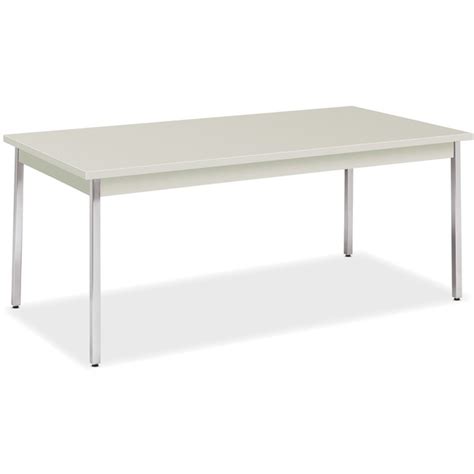 Hon Utility Table 72 W X 36 D Natural Rectangle Top Chrome Four Leg