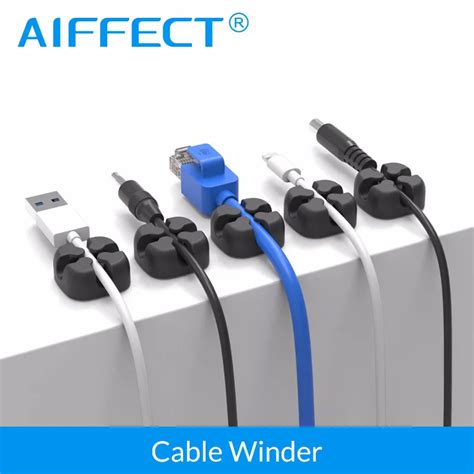 Aiffect 12pcs Silicone Cable Winder Desktop Cable Organizer Cable Clip