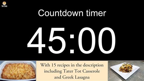 And a clock ticking and giving you company. 45 minute Countdown timer with alarm (including 15 recipes ...