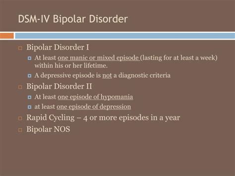 Dsm Bipolar Disorder Criteria Ppt Psychotherapy For Bipolar