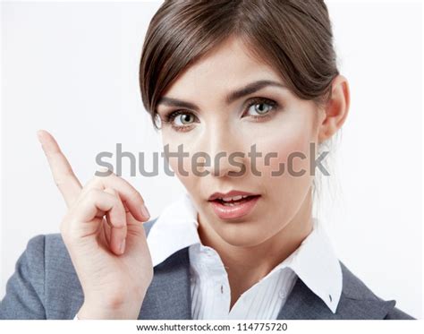 Portrait Business Woman Pointing Finger Isolated Stock Photo 114775720