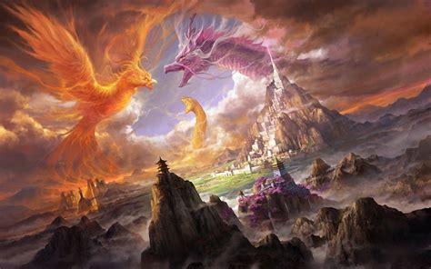 Fantasy Art Phoenix Dragon Wallpapers Hd Desktop And