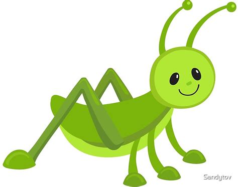 Cute Cartoon Grasshopper By Sandytov Redbubble