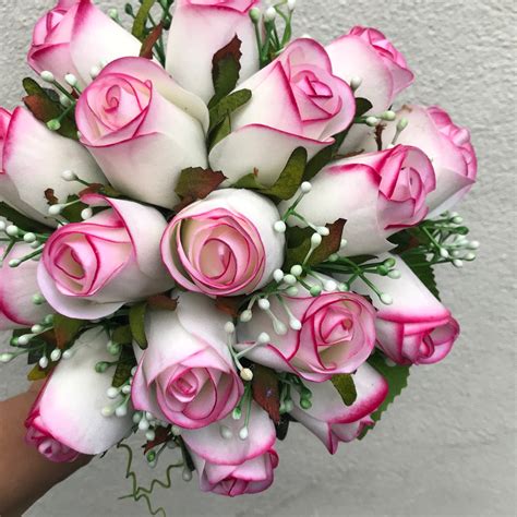 A Bridal Bouquet Of Pink Edged Roses Abigailrose