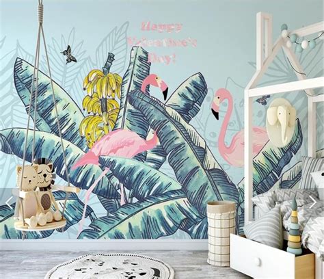 Tropical Banana Leaf Flamingo Wallpaper Wall Mural Photo Printed Wall Paper For Living Room