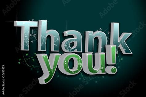 Thank You Card 3d With Green Background Stock Photo And Royalty