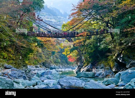 Iya Valley And Kazurabashi Vine Bridge Tokushima Shikoku Japan Stock