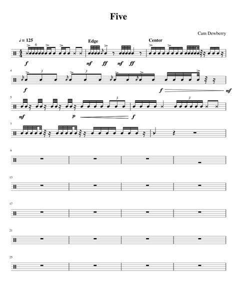 Five Sheet Music For Snare Drum Solo
