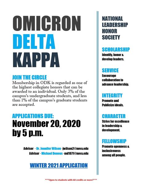Omicron Delta Kappa Applications Due On Nov20 Nsu Sharkfins