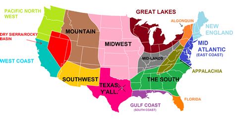The Revised Version Of The Us Separated Into Distinct Regions With The