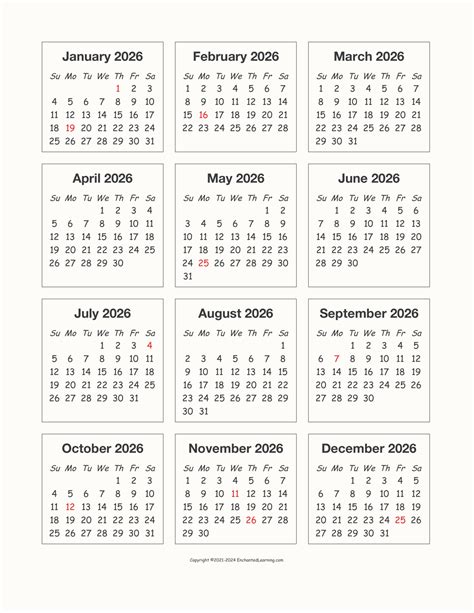 2026 Calendar With Holidays Printable
