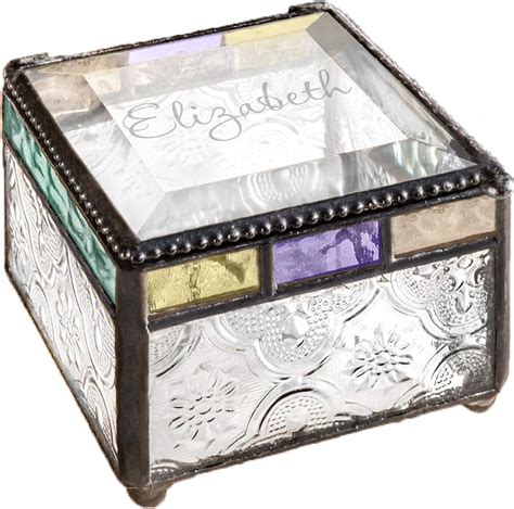 Buy Personalized Glass Box Decorative Vanity Display Case Storage Jewelry Organizer Name