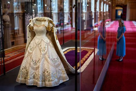 Queens Coronation Gown Robe And Glittering Jewels On Show At Windsor