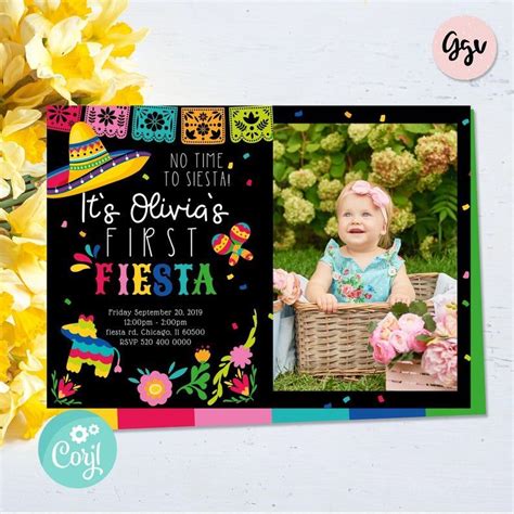 1st Birthday Mexican Fiesta Invitation Editable First Fiesta Etsy In