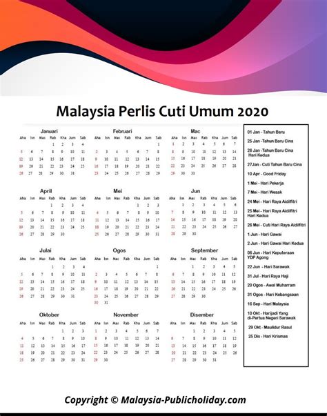 » foreign embassies in malaysia. Perlis Cuti Umum Kalendar 2020